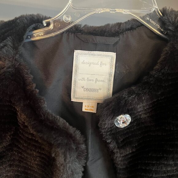 Gymboree Girls Jacket Faux Fur Small Black - Picture 4 of 6